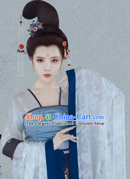 Chinese Ancient Peri Goddess Hanfu Dress Traditional Tang Dynasty Imperial Consort Historical Costume for Women