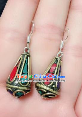 Chinese Traditional Mongol Nationality Earrings Mongolian Ethnic Ear Accessories for Women