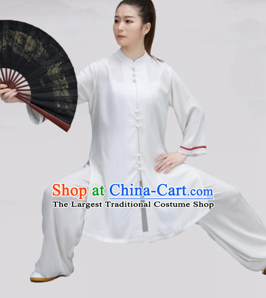 Chinese Traditional Martial Arts White Costume Tai Ji Kung Fu Clothing for Women