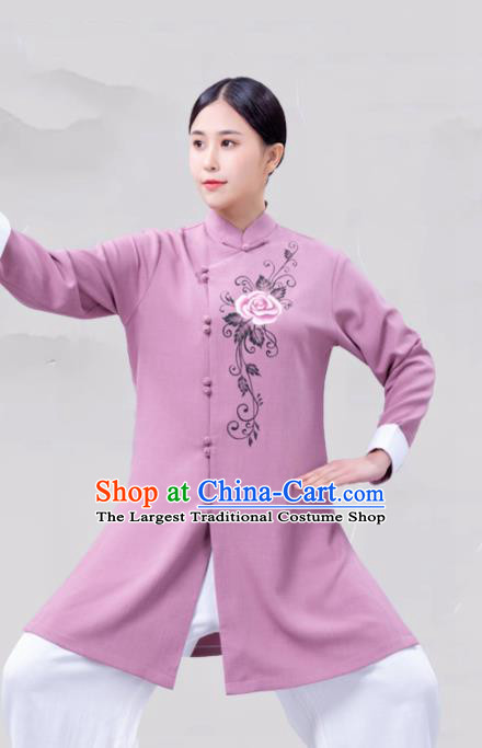 Chinese Traditional Martial Arts Competition Purple Costume Tai Ji Kung Fu Training Clothing for Women