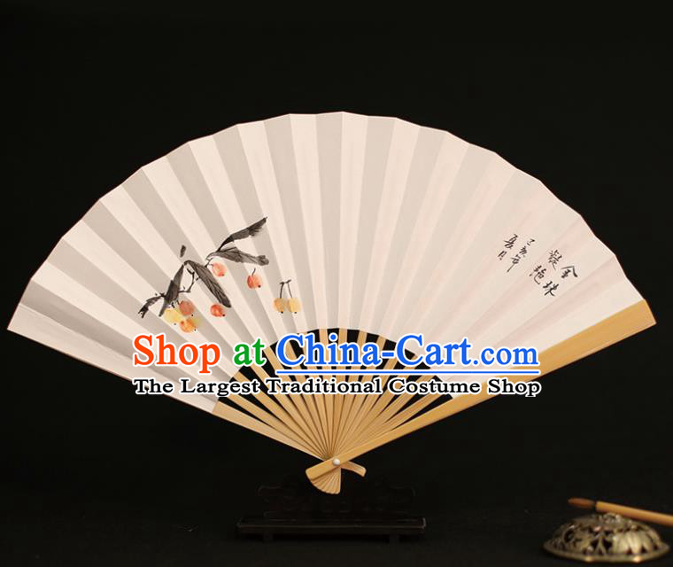 Chinese Traditional Ink Painting Hawthorn Paper Folding Fans Classical Accordion Handmade Fans for Women