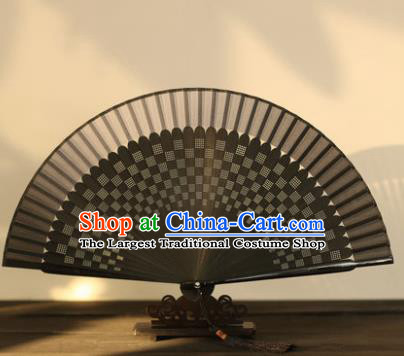 Chinese Traditional Handmade Black Fans Classical Folding Fans for Women