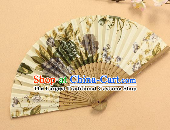 Chinese Traditional Folding Fans Classical Printing Peony Accordion Silk Fans for Women