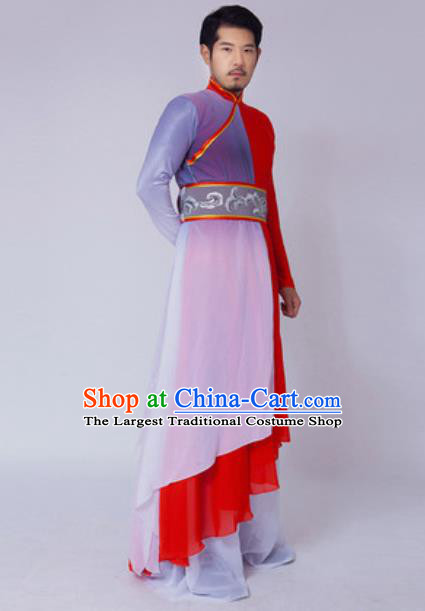 Chinese Traditional Folk Dance Red Costume Classical Dance Drum Dance Clothing for Men
