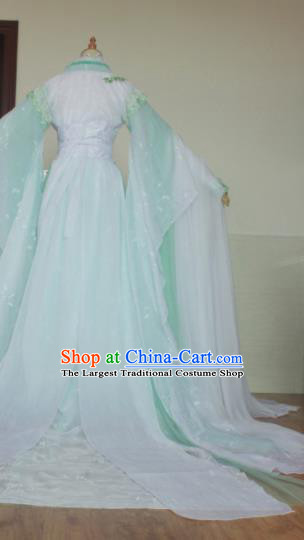 Chinese Traditional Cosplay Costume Ancient Swordswoman Princess Green Hanfu Dress for Women