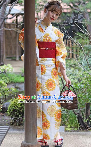 Japanese Traditional Costume Geisha Printing Flowers Furisode Kimono Dress Asian Japan Yukata for Women