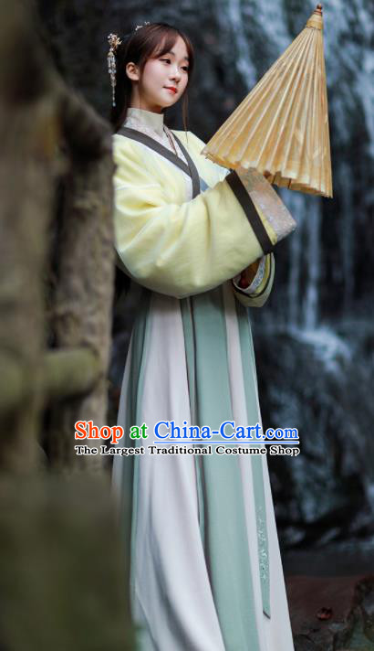 Chinese Ancient Han Dynasty Embroidered Historical Costume Traditional Young Lady Hanfu Dress for Women