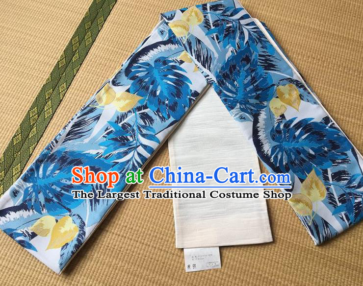 Japanese Traditional Kimono Printing Blue Belts Asian Handmade Japan Geisha Yukata Waistband for Women