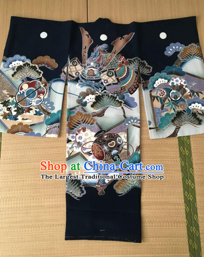 Japanese Traditional Handmade Printing Kimono Asian Japan Boys Yukata Costume for Kids