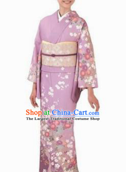 Japanese Traditional Violet Furisode Kimono Asian Japan Costume Geisha Yukata Dress for Women