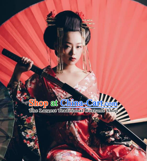 Japanese Traditional Courtesan Furisode Kimono Asian Japan Costume Geisha Yukata Dress for Women