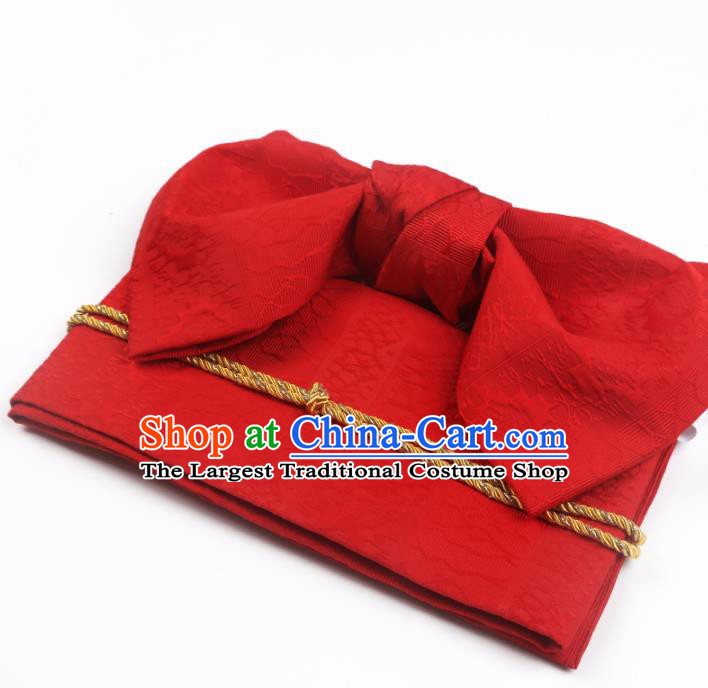 Japanese Traditional Red Bowknot Yukata Waistband Asian Japan Handmade Kimono Belts for Women