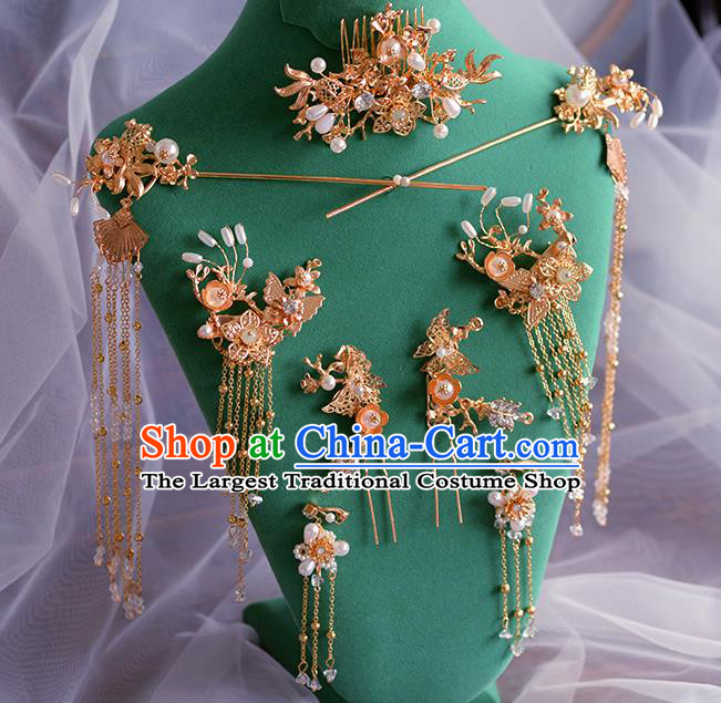 Traditional Chinese Ancient Bride Hair Comb Tassel Hairpins Handmade Wedding Hair Accessories for Women