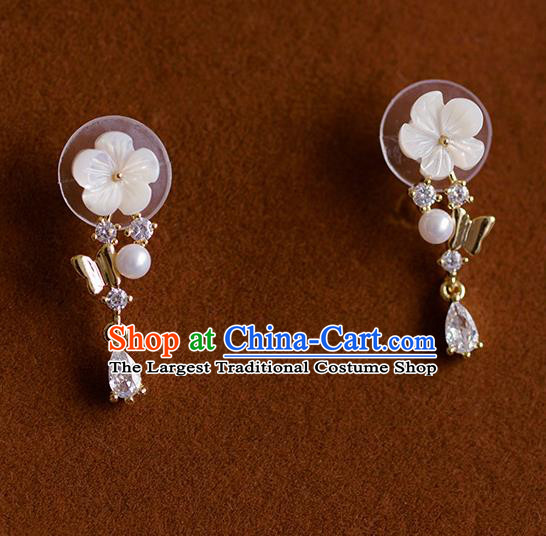 Traditional Chinese Ancient Palace Shell Flower Earrings Handmade Wedding Jewelry Accessories for Women