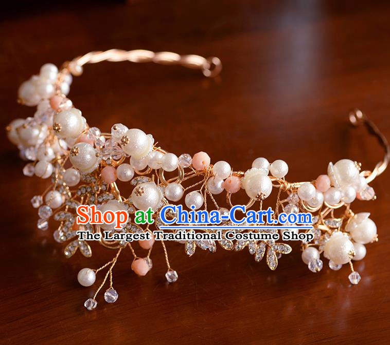 Handmade Wedding Hair Accessories Baroque Bride Beads Royal Crown for Women