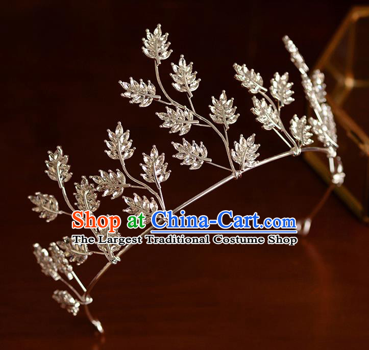 Handmade Wedding Hair Accessories Baroque Bride Leaf Royal Crown for Women