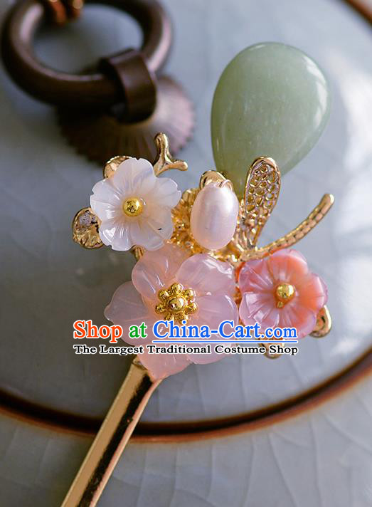 Traditional Chinese Ancient Palace Jade Pearl Hairpins Handmade Wedding Hair Accessories for Women