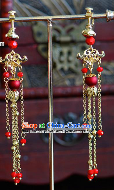 Traditional Chinese Ancient Palace Hanfu Tassel Earrings Handmade Wedding Ear Accessories for Women