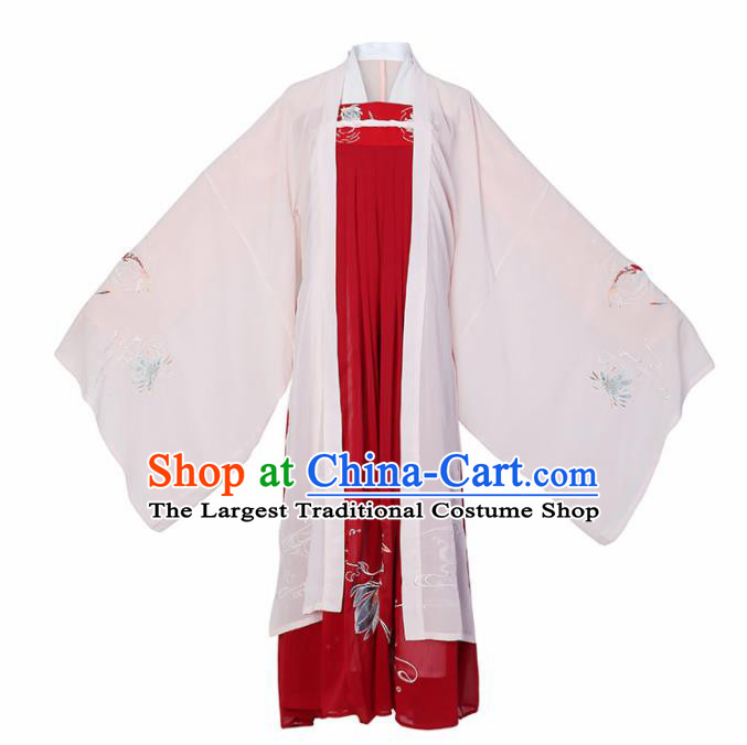Chinese Tang Dynasty Princess Historical Costume Traditional Ancient Court Dance Red Hanfu Dress for Women