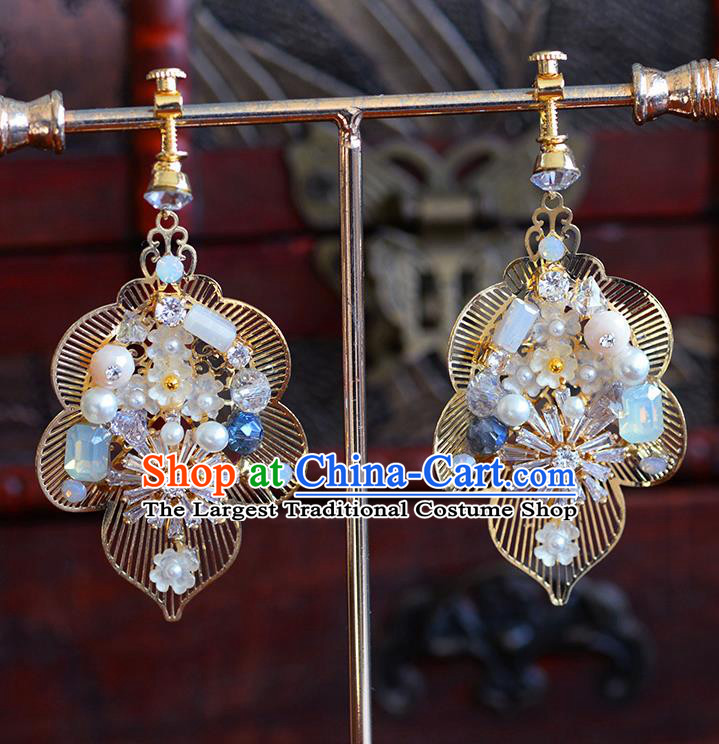 Traditional Chinese Ancient Palace Earrings Handmade Wedding Ear Accessories for Women
