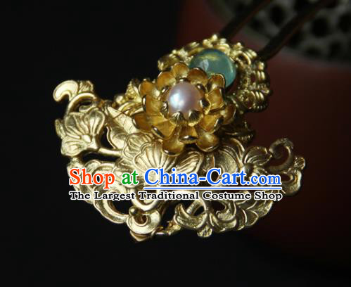 Traditional Chinese Ancient Princess Golden Hair Clip Hairpins Handmade Hanfu Hair Accessories for Women
