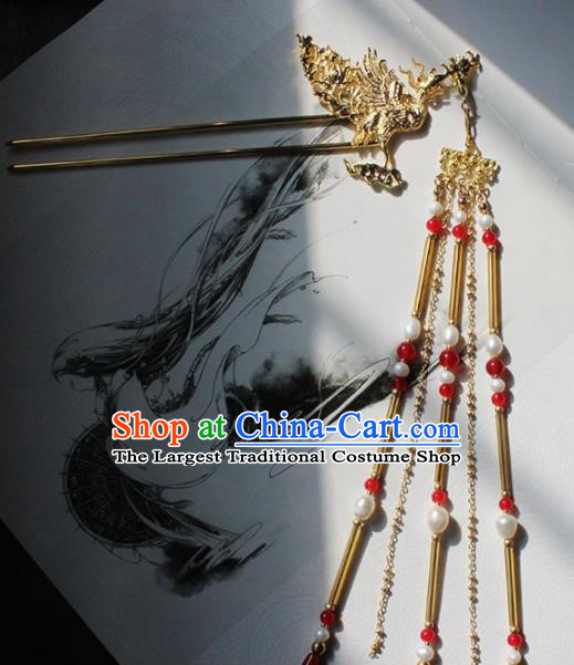 Traditional Chinese Ancient Phoenix Tassel Hair Clip Princess Hairpins Handmade Hanfu Hair Accessories for Women