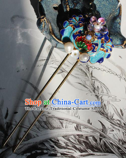 Traditional Chinese Ancient Hanfu Cloisonne Hair Clip Princess Hairpins Handmade Hair Accessories for Women