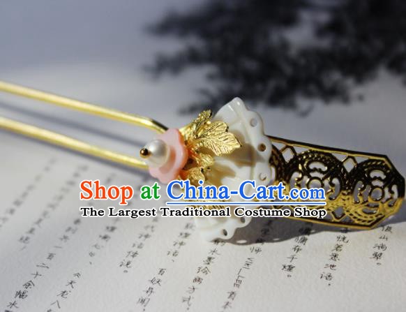 Chinese Ancient Hanfu Shell Hair Clip Princess Golden Hairpins Traditional Handmade Hair Accessories for Women