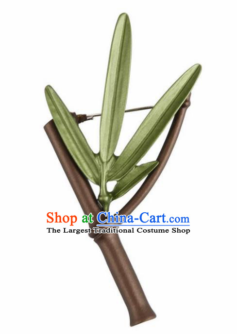 Traditional Chinese Ancient Palace Bamboo Brooch Handmade Hanfu Breastpin Pendant for Women