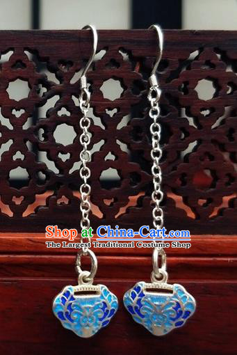 Traditional Chinese Ancient Wedding Hanfu Cloisonne Tassel Earrings Handmade Jewelry Accessories for Women