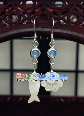 Traditional Chinese Ancient Hanfu Shell Tassel Earrings Handmade Wedding Jewelry Accessories for Women