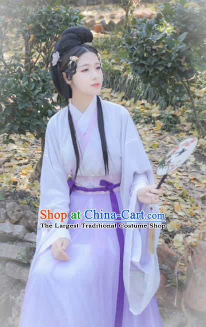 Chinese Traditional Ancient Historical Costume Jin Dynasty Court Princess Embroidered Hanfu Dress for Women