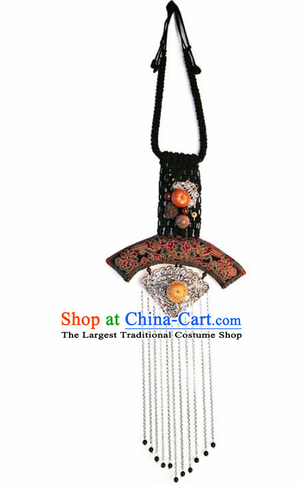 Chinese Traditional National Accessories Ethnic Embroidered Necklace for Women