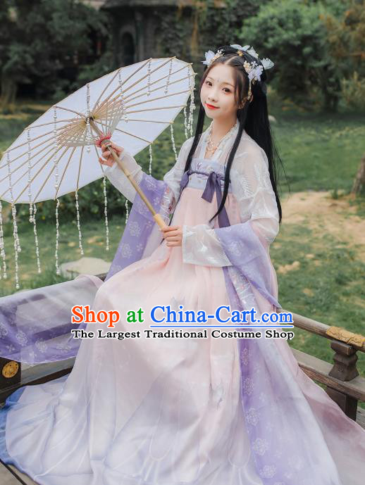 Chinese Traditional Ancient Peri Hanfu Dress Tang Dynasty Court Princess Historical Costume for Women