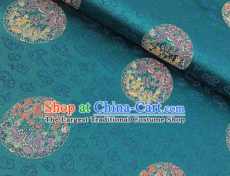 Asian Chinese Traditional Dragon Pattern Green Brocade Cheongsam Silk Fabric Chinese Fabric Material