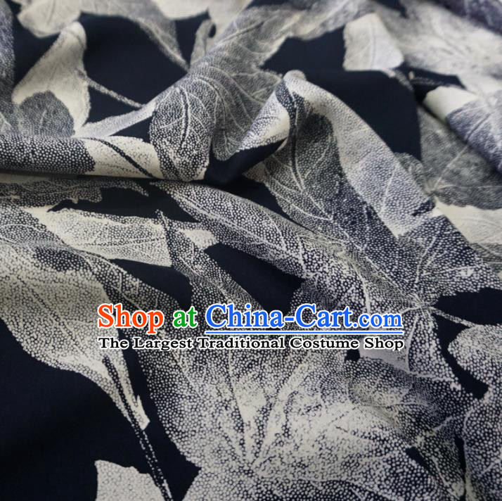 Asian Chinese Traditional Maple Leaf Pattern Design Black Watered Gauze Cheongsam Silk Fabric Chinese Fabric Material