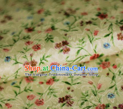 Asian Chinese Classical Flowers Pattern Yellow Brocade Cheongsam Silk Fabric Chinese Traditional Satin Fabric Material