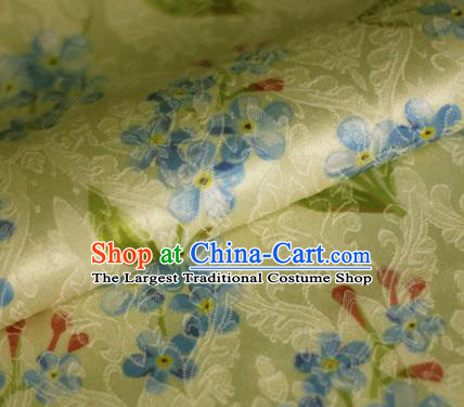 Asian Chinese Classical Little Flowers Pattern Yellow Brocade Cheongsam Silk Fabric Chinese Traditional Satin Fabric Material