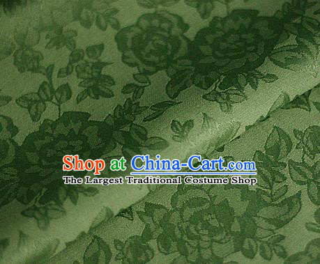 Asian Chinese Classical Peony Pattern Green Brocade Cheongsam Silk Fabric Chinese Traditional Satin Fabric Material