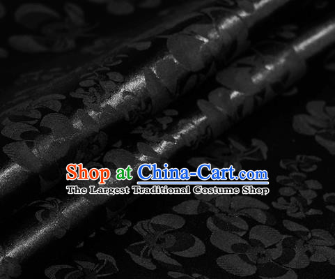 Chinese Classical Grass Pattern Black Brocade Cheongsam Silk Fabric Chinese Traditional Satin Fabric Material