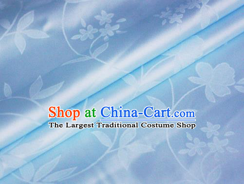 Chinese Light Blue Brocade Classical Flowers Pattern Design Satin Cheongsam Silk Fabric Chinese Traditional Satin Fabric Material