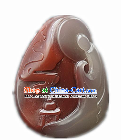 Chinese Handmade Carving Red Jade Pendant Traditional Jade Craft Jewelry Accessories
