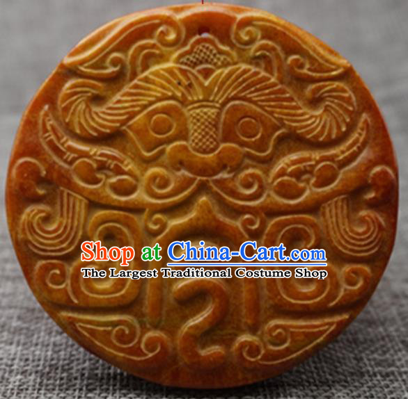 Chinese Handmade Jewelry Accessories Carving Beast Jade Pendant Ancient Traditional Jade Craft Decoration