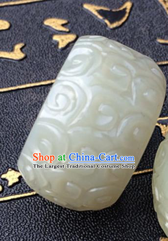 Chinese Handmade Ancient Jade Carving Cloud Ring Traditional Jade Thimble Jewelry Accessories for Women for Men