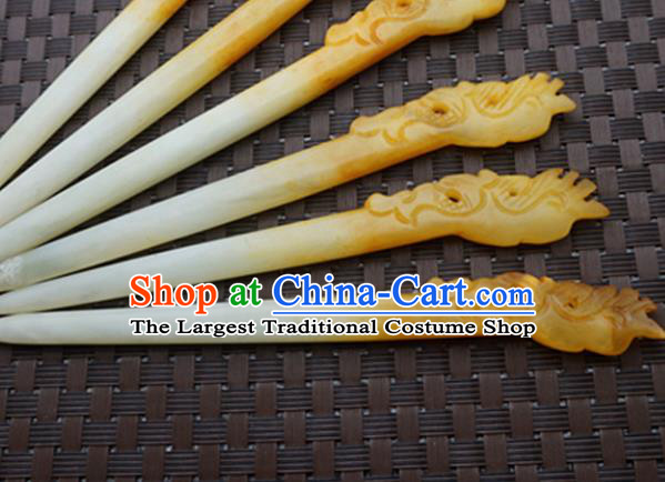 Chinese Handmade Yellow Jade Carving Hair Clip Ancient Jade Hairpins Hair Accessories for Women for Men