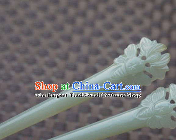 Chinese Handmade Hetian Jade Carving Butterfly Hair Clip Ancient Jade Hairpins Hair Accessories for Women for Men