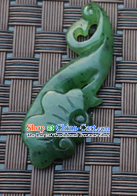 Chinese Handmade Carving Green Jade Pendant Jewelry Accessories Ancient Traditional Jade Craft Decoration