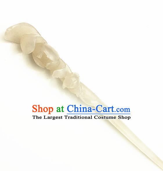 Chinese Handmade Jade Carving Lotus Hair Clip Ancient Jade Hairpins Hair Accessories for Women for Men
