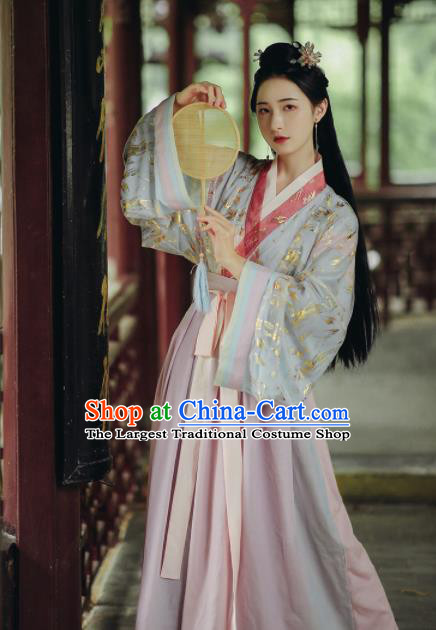 Chinese Ancient Court Princess Hanfu Dress Traditional Drama Jin Dynasty Historical Costume for Women