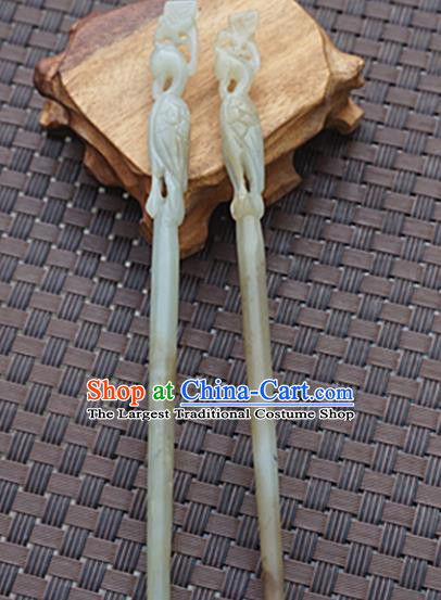 Handmade Chinese Jade Hair Clip Ancient Swordsman Jade Carving Hairpins Hair Accessories for Women for Men